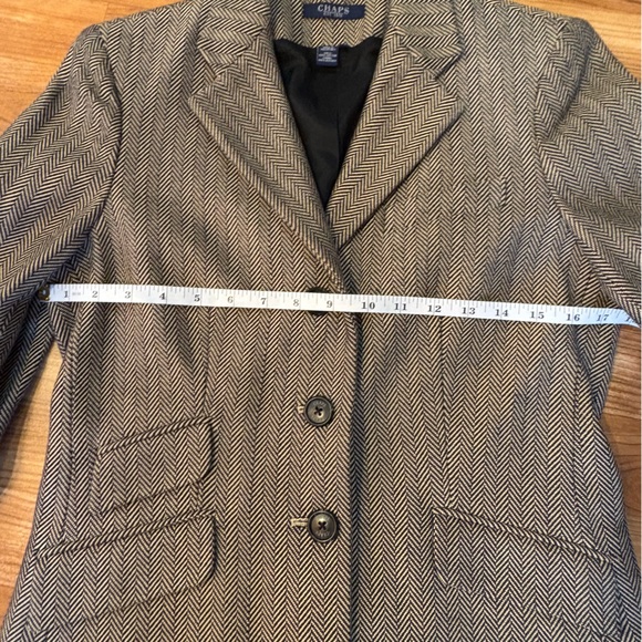 CHAPS Vintage Women’s Herringbone Cotton Blazer Black/Tan Size 4 EC Old Money - Picture 12 of 14